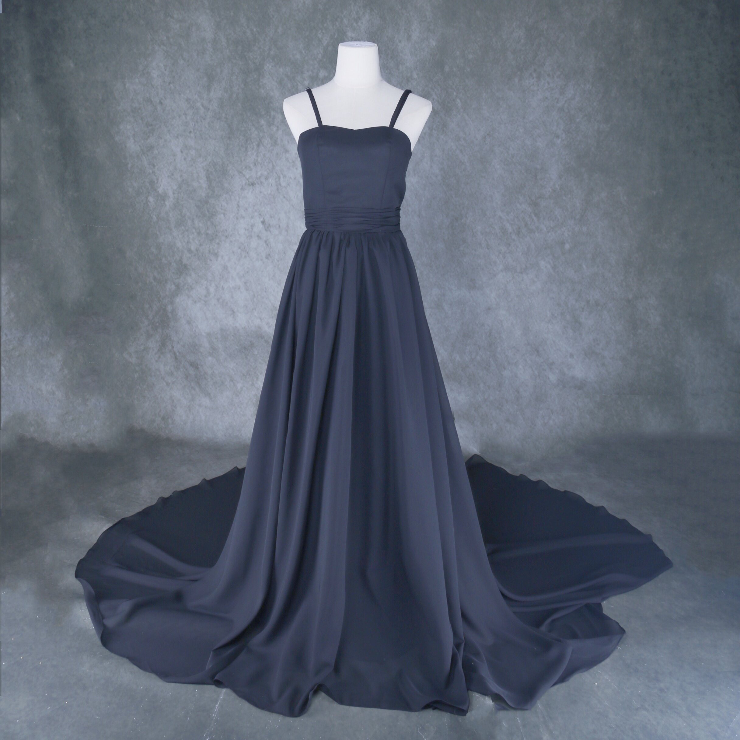 パーティードレス キャミソール ブラック ふんわりシフォン ロング  