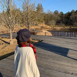 秋冬向け ベレー帽（ネイビー・紺） リネンウール 3枚目の画像