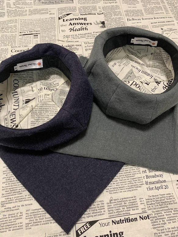 秋冬向け ベレー帽（ネイビー・紺） リネンウール 7枚目の画像