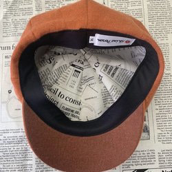 秋冬向け キャスケット（オレンジ） リネンウール 5枚目の画像