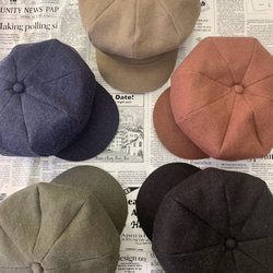 秋冬向け キャスケット（オレンジ） リネンウール 10枚目の画像