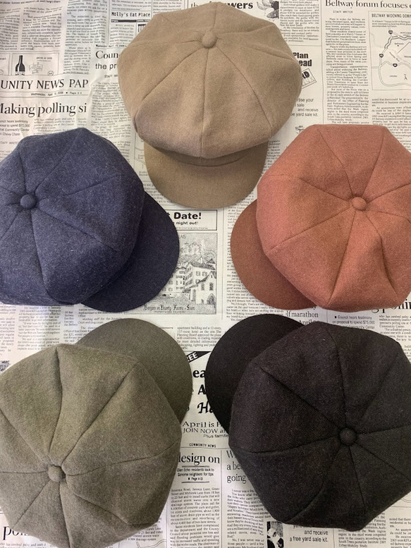 秋冬向け キャスケット（オレンジ） リネンウール 10枚目の画像