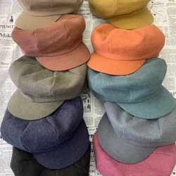 秋冬向け キャスケット（オレンジ） リネンウール 11枚目の画像