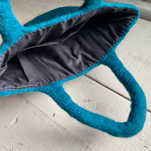 オリジナル 羊毛 フェルト バッグ トート ハンドメイド 裏地付き