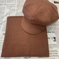 秋冬向け キャスケット（レンガ） リネンウール 6枚目の画像