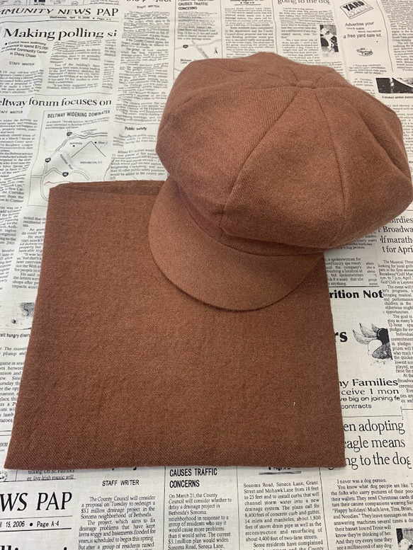 秋冬向け キャスケット（レンガ） リネンウール 6枚目の画像