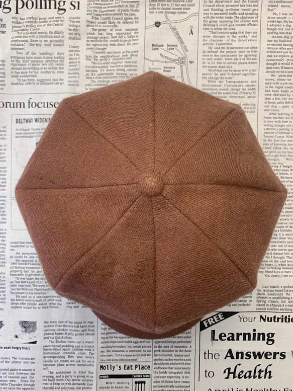 秋冬向け キャスケット（レンガ） リネンウール 4枚目の画像