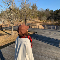 秋冬向け キャスケット（レンガ） リネンウール 3枚目の画像