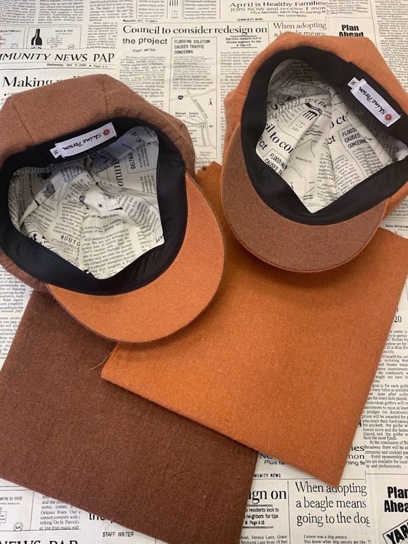 秋冬向け キャスケット（レンガ） リネンウール 8枚目の画像