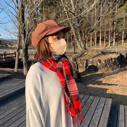 秋冬向け キャスケット（レンガ） リネンウール 2枚目の画像