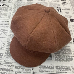 秋冬向け キャスケット（レンガ） リネンウール 1枚目の画像