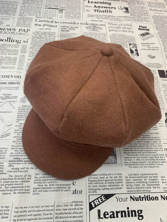 秋冬向け キャスケット（レンガ） リネンウール 1枚目の画像