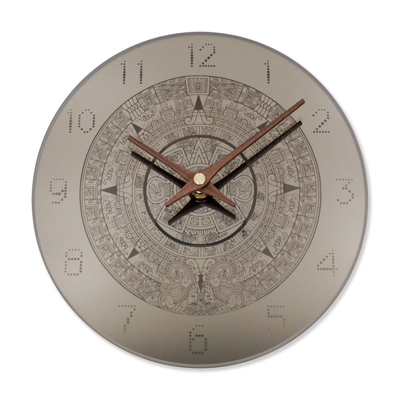 【ミラークロック - アステカカレンダー - 】絵柄・文字が透ける鏡の時計【インテリア時計】※受注後製作 2枚目の画像