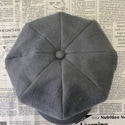 秋冬向け キャスケット（グレー） リネンウール 4枚目の画像