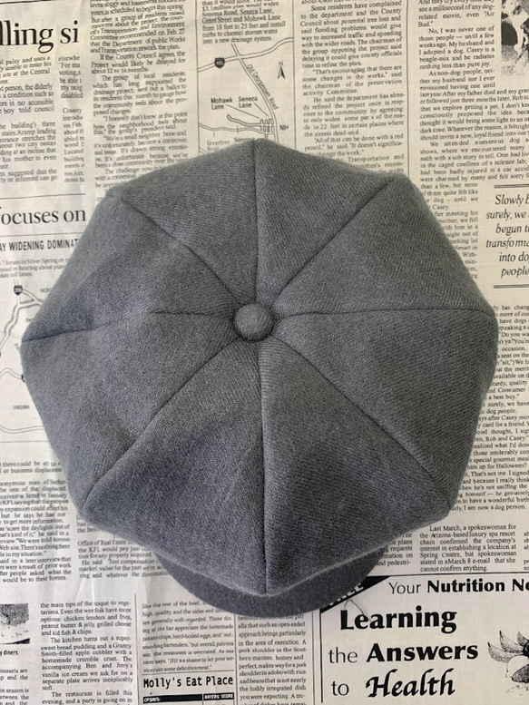 秋冬向け キャスケット（グレー） リネンウール 4枚目の画像