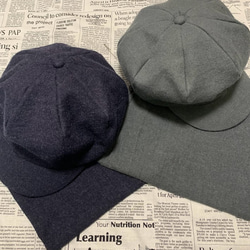 秋冬向け キャスケット（グレー） リネンウール 7枚目の画像