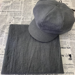 秋冬向け キャスケット（グレー） リネンウール 6枚目の画像