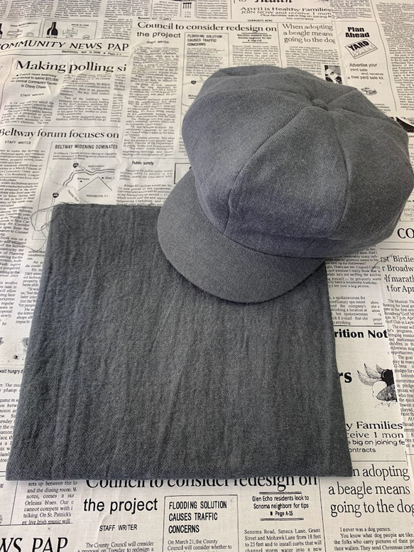 秋冬向け キャスケット（グレー） リネンウール 6枚目の画像