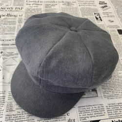 秋冬向け キャスケット（グレー） リネンウール 1枚目の画像