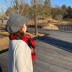 秋冬向け キャスケット（グレー） リネンウール 3枚目の画像