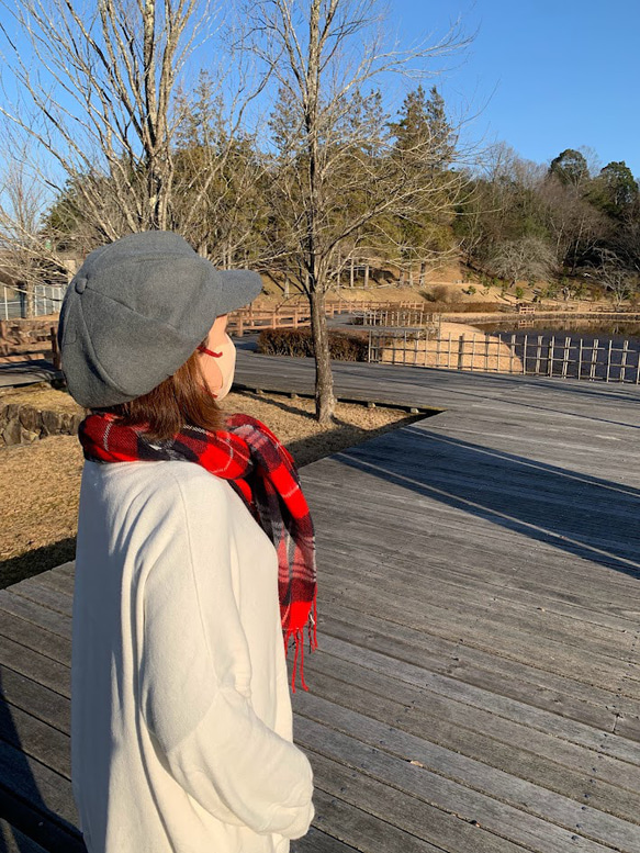 秋冬向け キャスケット（グレー） リネンウール 3枚目の画像