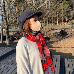 秋冬向け キャスケット（ネイビー・紺） リネンウール 2枚目の画像