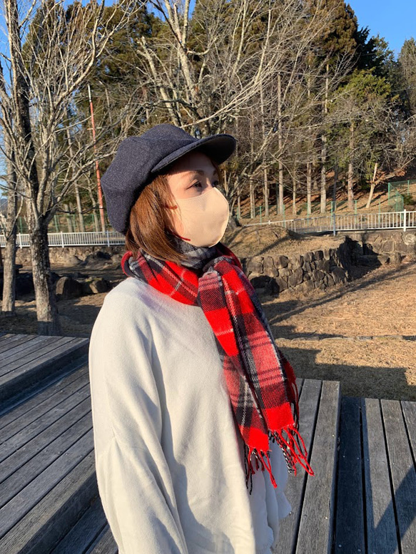 秋冬向け キャスケット（ネイビー・紺） リネンウール 2枚目の画像