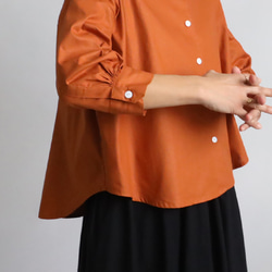 ⁂ラスト１初夏ＳＡＬＥギマ擬麻コットン　立襟　スタンドカラー　幅広　シャツ　ジャケット　ゆったり　前開き　オレンジK91 7枚目の画像