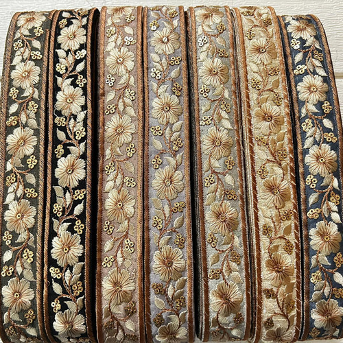 C*e様 インド刺繍リボン1m×30本＋おまけ細身リボン7種類約9m暖色系グリー 91fc591334a889400883042e97e377