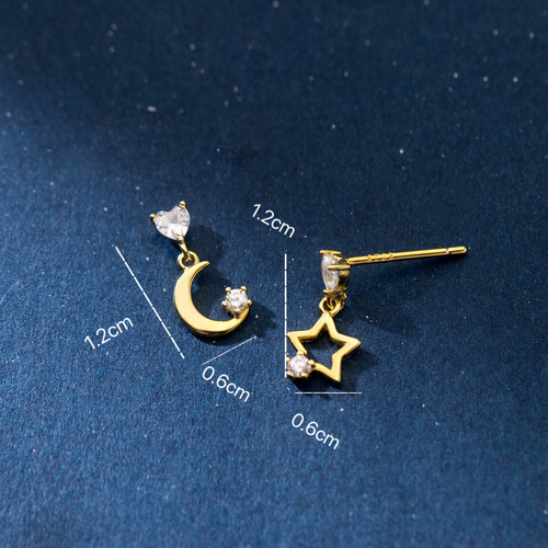 星と月モチーフのシルバーピアス 月モチーフ シルバーピアス 両耳セット FSE901 - Free Style