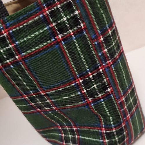 チェック柄トートバッグ(緑) トートバッグ みい 通販 17062270｜Creema