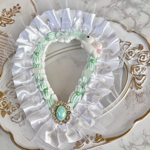 ホイップデコ硬質ケース トレカケースデコ うさぎ ミント グリーン 緑