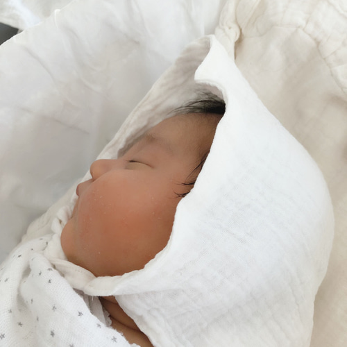 オーガニックダブルガーゼのベビーボンネット 新生児サイズ ツバなし
