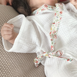 フランスオーガニック生地のロンパース　甚平ロンパース　新生児　オーガニックダブルガーゼ 7枚目の画像