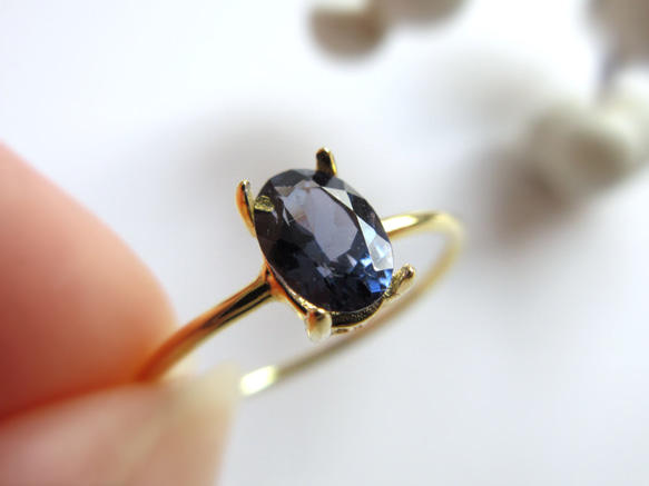 美粒】6×4mmレアカラー「ブルースピネル」リング 指輪・リング KUON