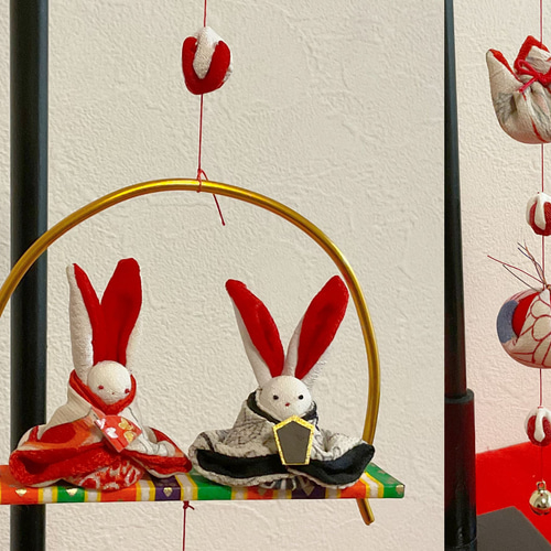 つるし飾り H 3本 お内裏様 古布正絹 着物リメイク ひな飾り つるし