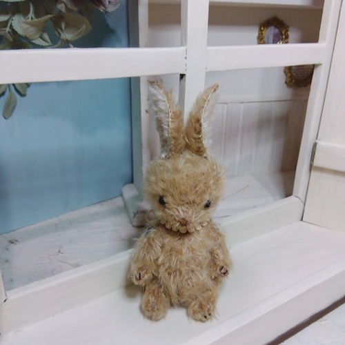 handmade テディベア ウサギ ぬいぐるみ 作家 様 ベーシッククラスで作るぬいぐるみ ①白うさぎさん 可愛いテディ