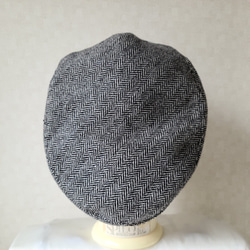 魅せる帽子☆ヘリンボーン柄ウールのソフトハンチング～モノトーン 7枚目の画像
