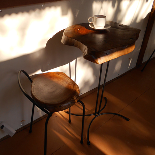 ひのき ひとりカフェテーブルイスセット 12-28 机・デスク Rengasha