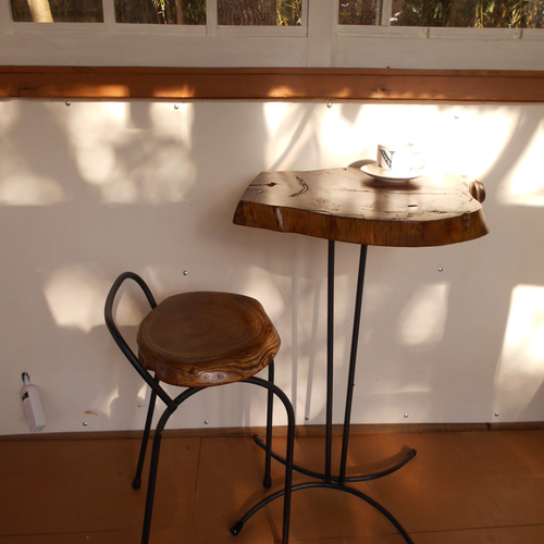 ひのき ひとりカフェテーブルイスセット 12-28 机・デスク