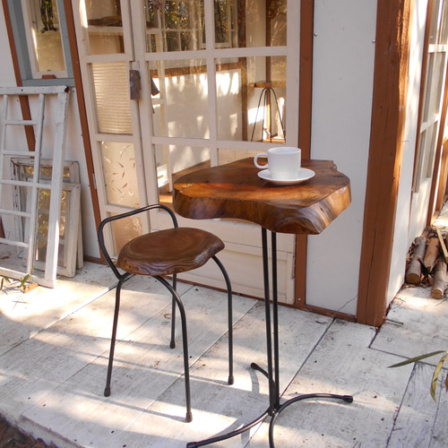 ひのき ひとりカフェテーブルイスセット 12-28 机・デスク Rengasha