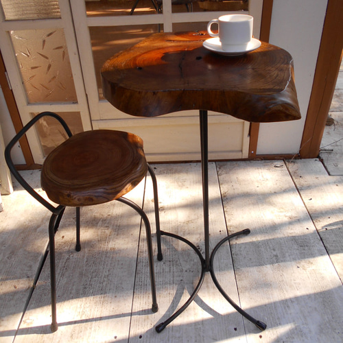 ひのき ひとりカフェテーブルイスセット 12-28 机・デスク Rengasha