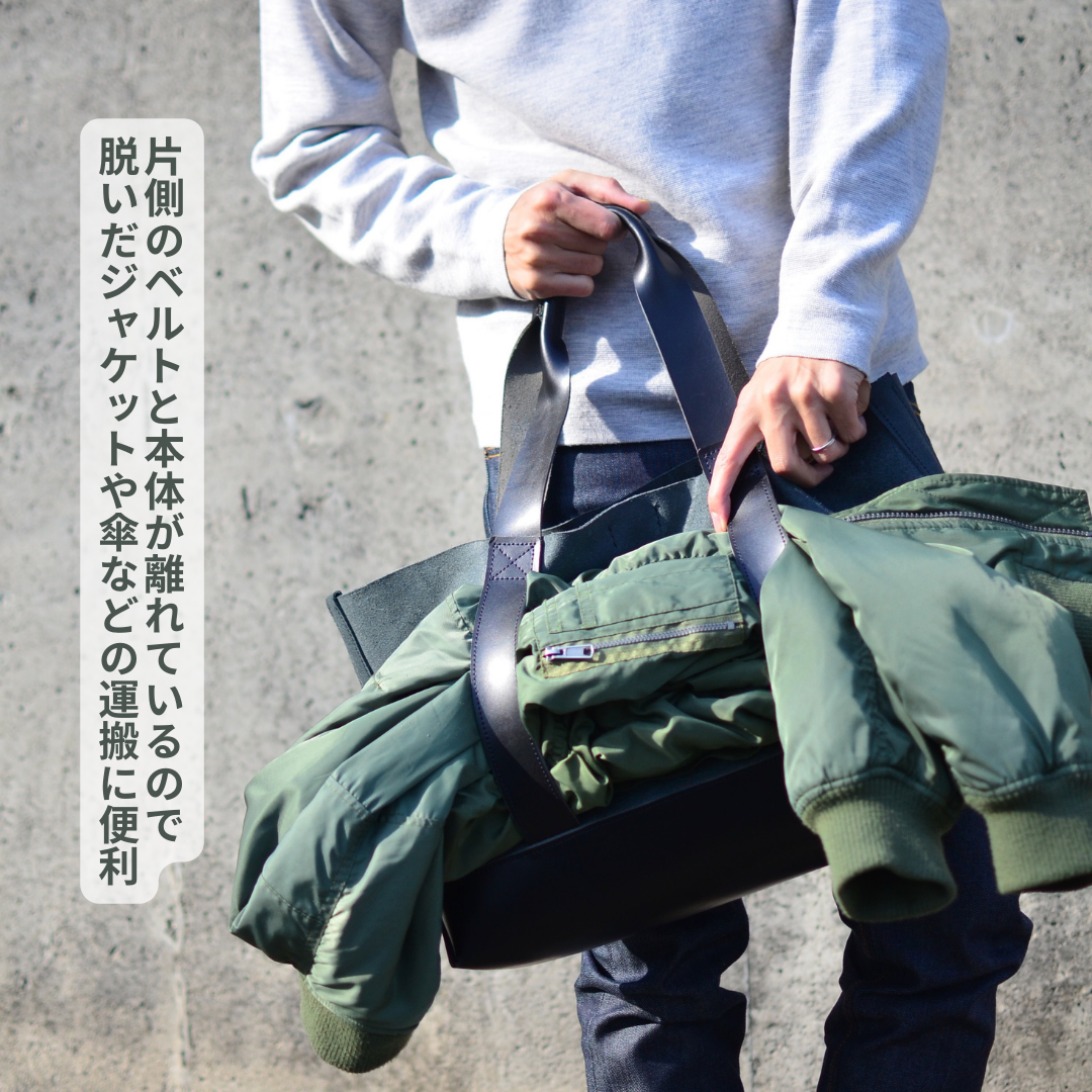 大型レザートートバッグ - A4も余裕で収納 キャンバストート風のシックブラックスタイルのハンドメイドアート