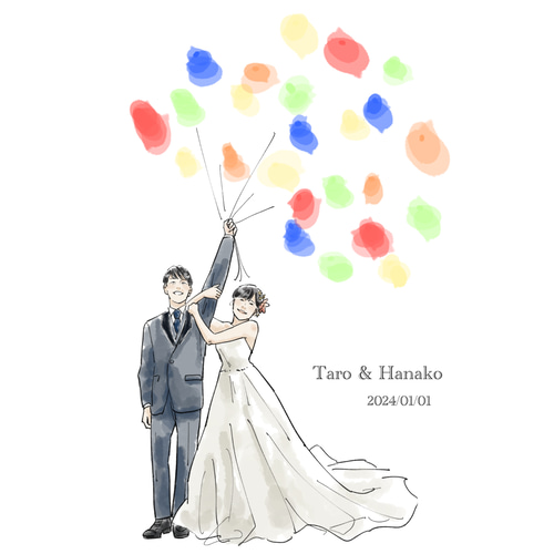 ウェディングバルーン/似顔絵結婚証明証/ゲスト参加型/ウェディング  
