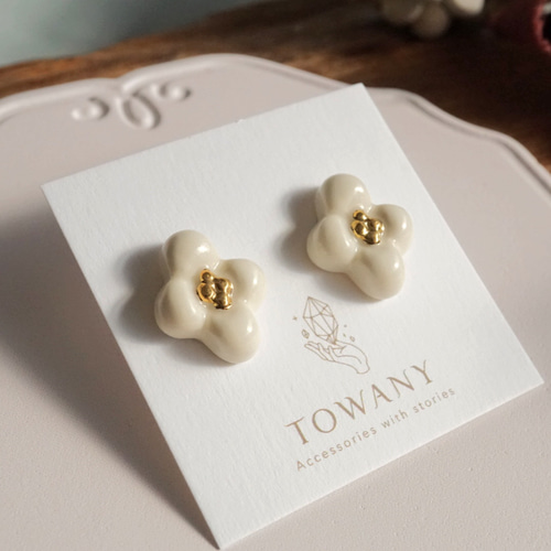 九谷焼『白露の華』ピアス/イヤリング【受注制作】 イヤリング