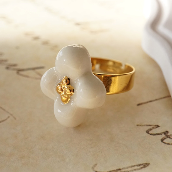 九谷焼》『白露の華』リング/フリーサイズ【受注制作】 指輪・リング