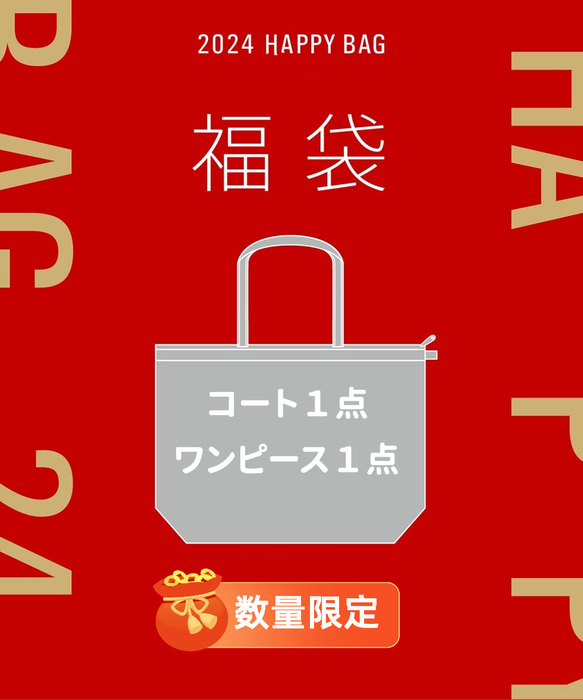 2024HAPPY BAG 新春福袋　大人気のコート１点とワンピース１点　14900円 1枚目の画像