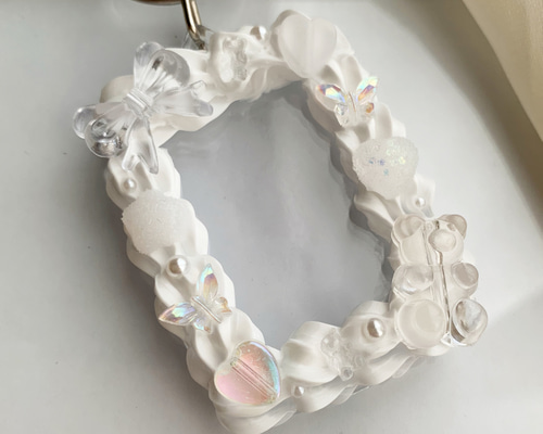 フォトインキーホルダー　円形　推し活　ブルー　ホイップデコ　キーホルダー c32c01078d5e5335e5e094c2b50230