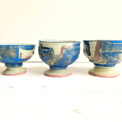 青ピンク3〜5　ゴブレット　小鉢　小碗 2枚目の画像