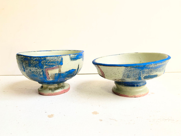 青ピンク6〜7　ゴブレット　小鉢　小碗 2枚目の画像
